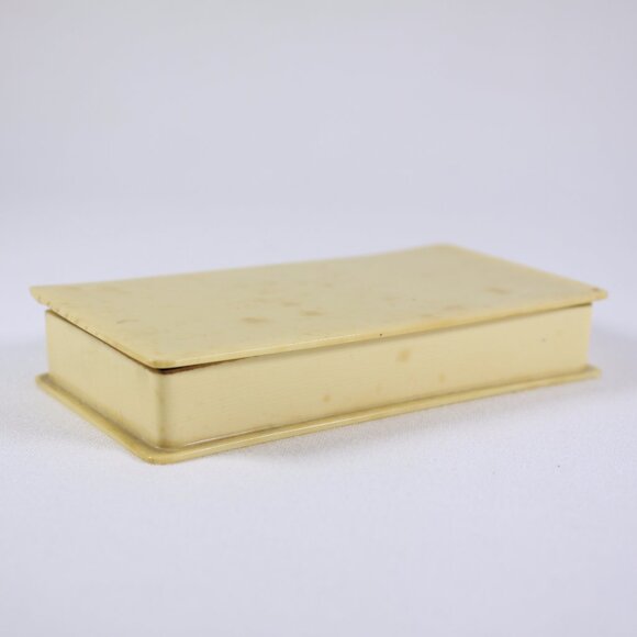 Antique celluloid plastic jewelry box, trinket box lined in royal blue velvet - Picture 4 of 10